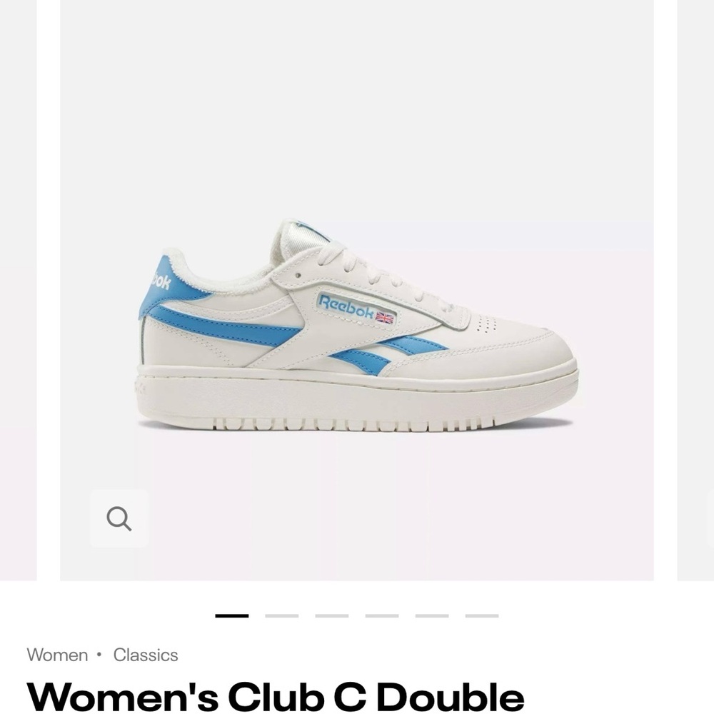 Reebok Women's Club C Double White and Blue Sneakers